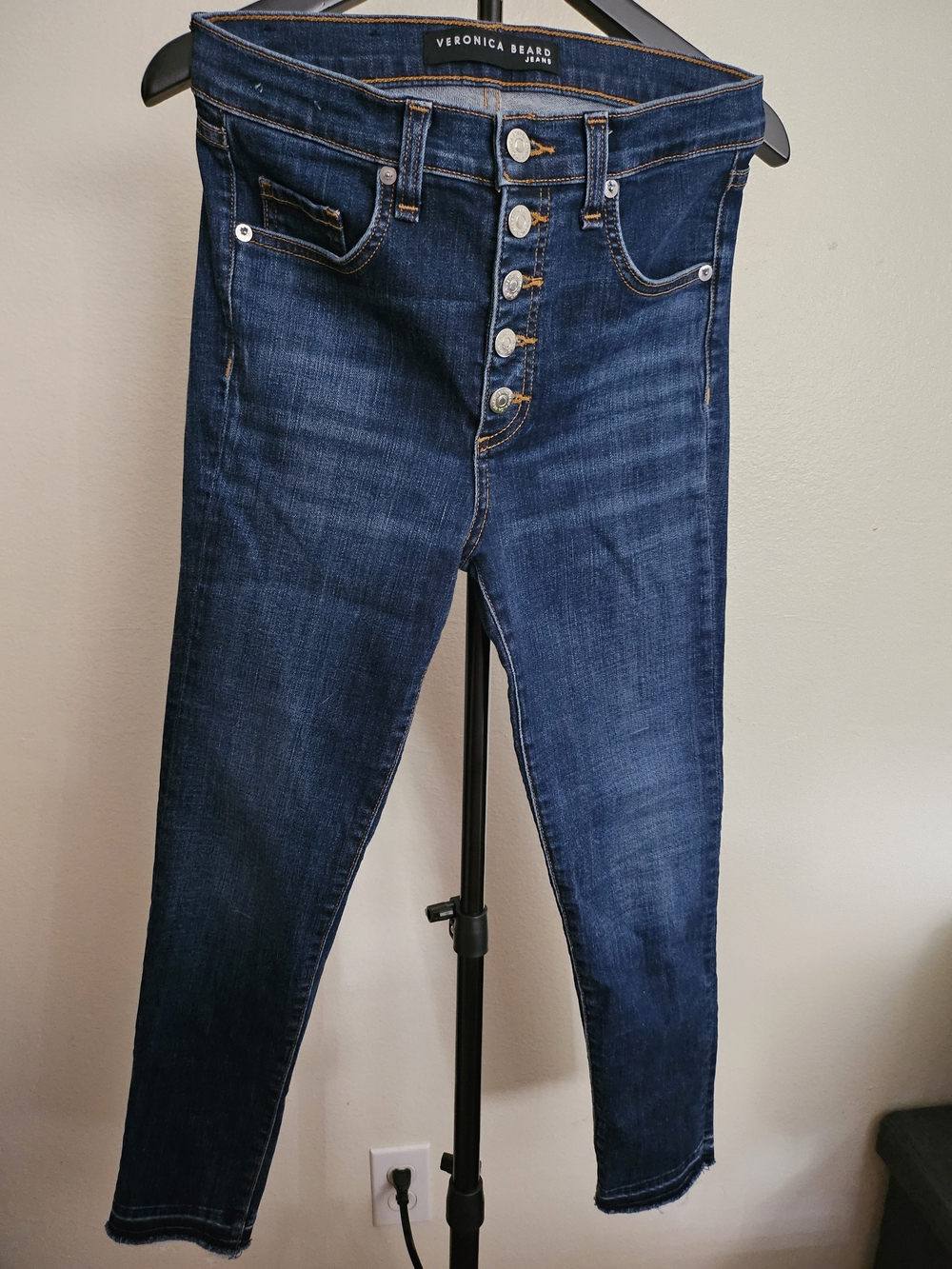 Veronica Beard Navy High-Rise Button-Fly Women's Jeans